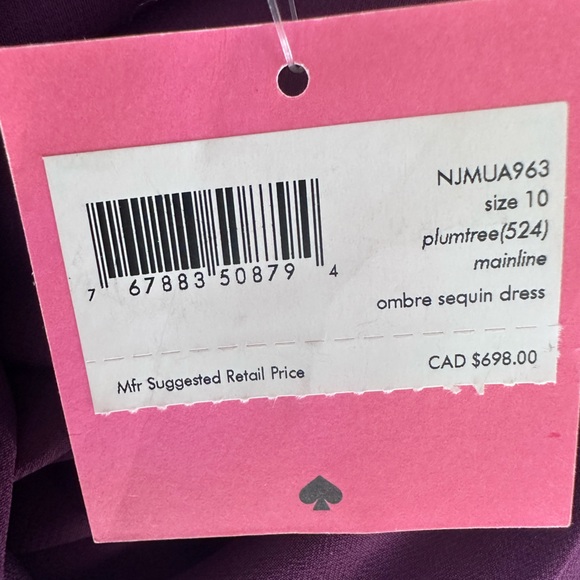 NWT Kate Spade Ombré Sequin Shift Mini Dress - Plum Tree - Size 10 - Picture 4 of 10